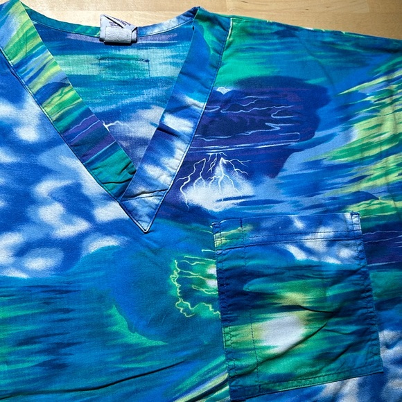 S.C.R.U.B.S. Blue Clouds Patterned Scrub Top - Picture 2 of 5